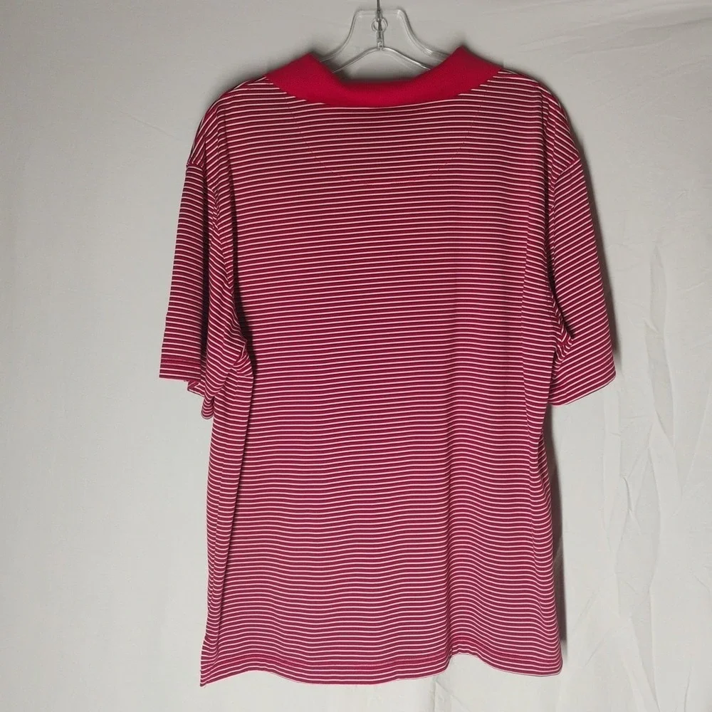 PGA Tour Mens XL Extra Large Red Striped‎ Polo Golf Shirt